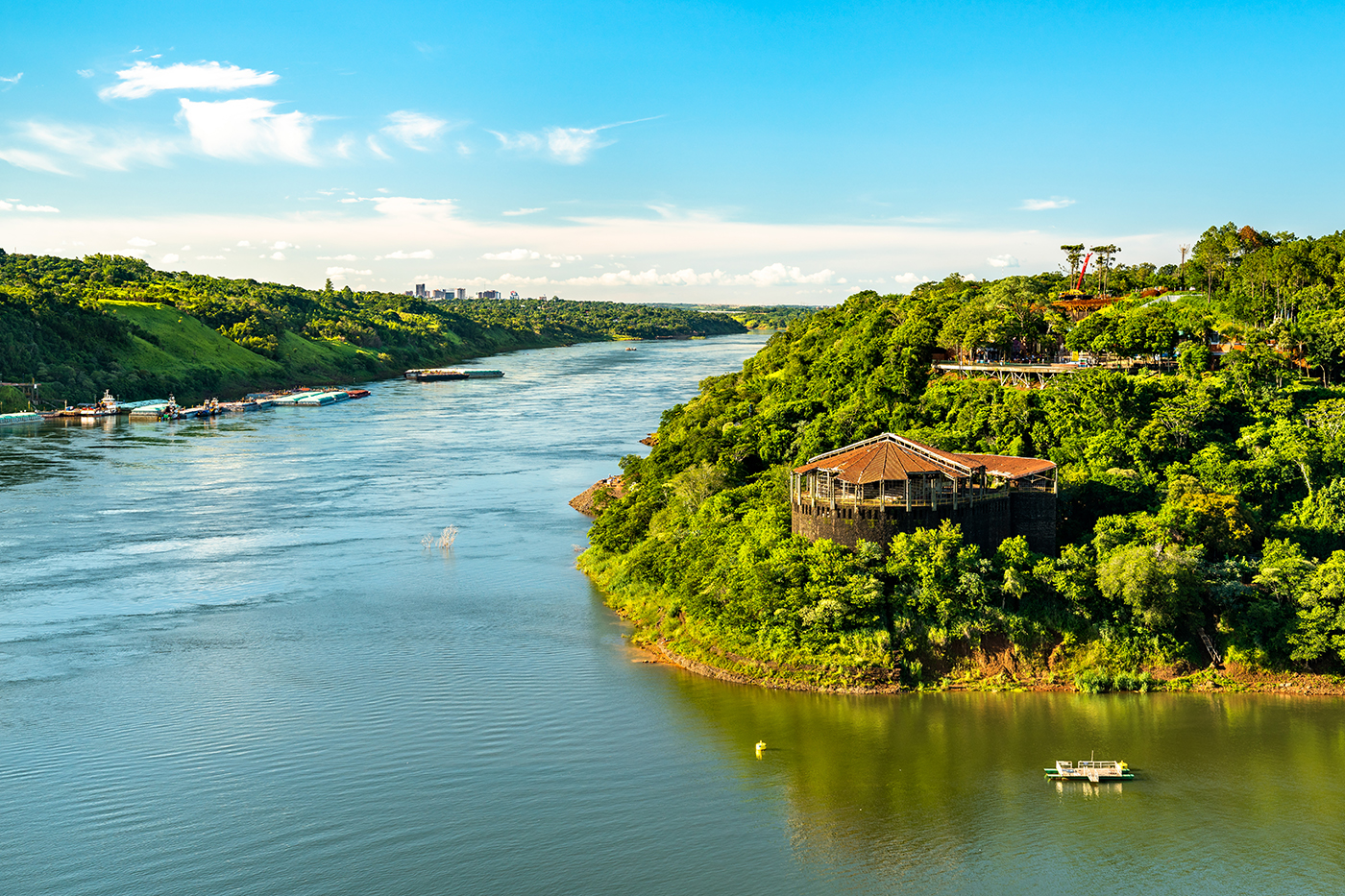 Grens Paraguay, Brazilie en Bolivia Parana-rivier