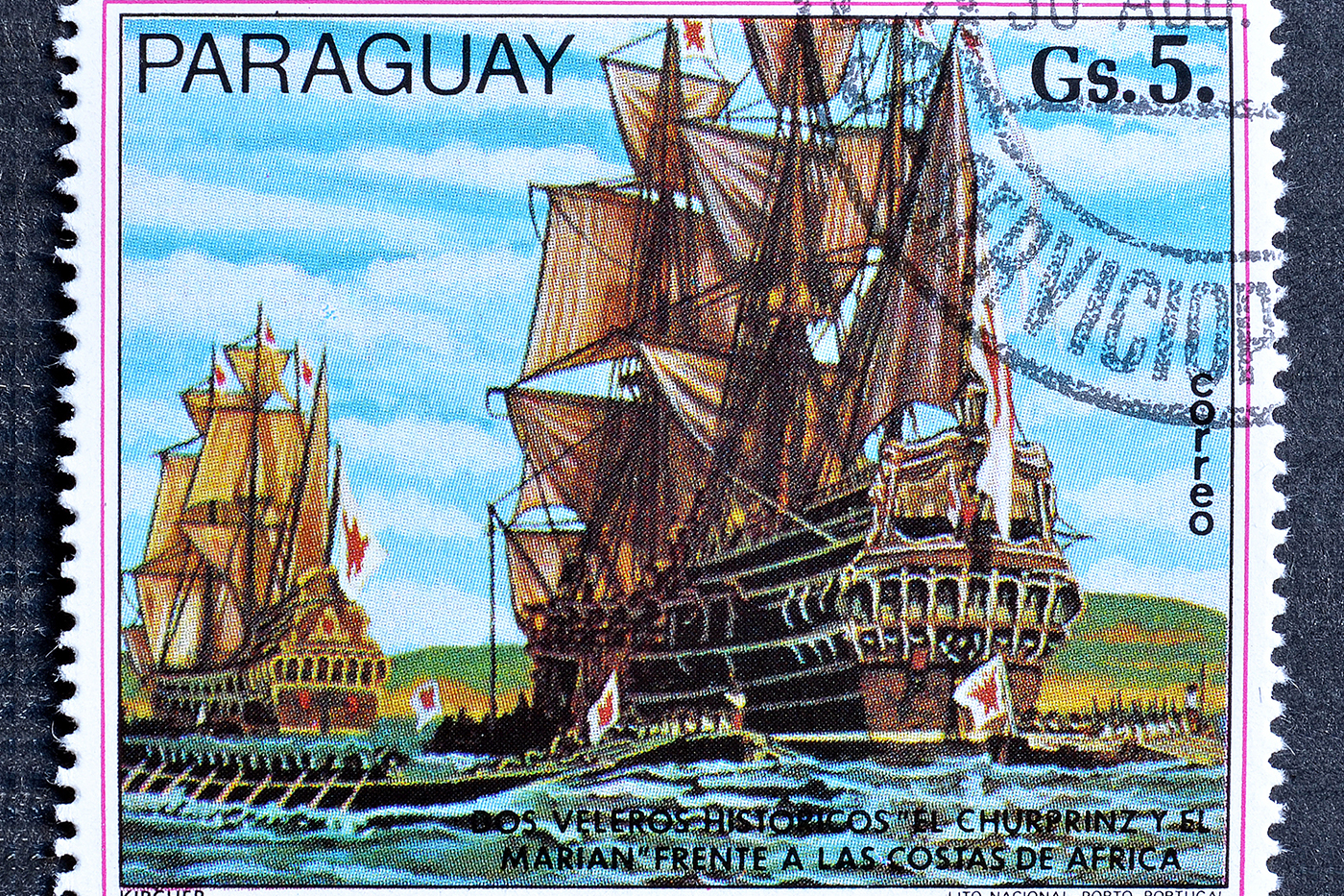 Postzegel schip Paraguay