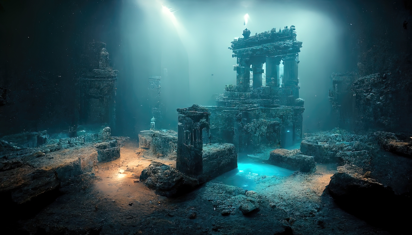 Illustratie van een interpretatie van hoe Atlantis eruit zou zien