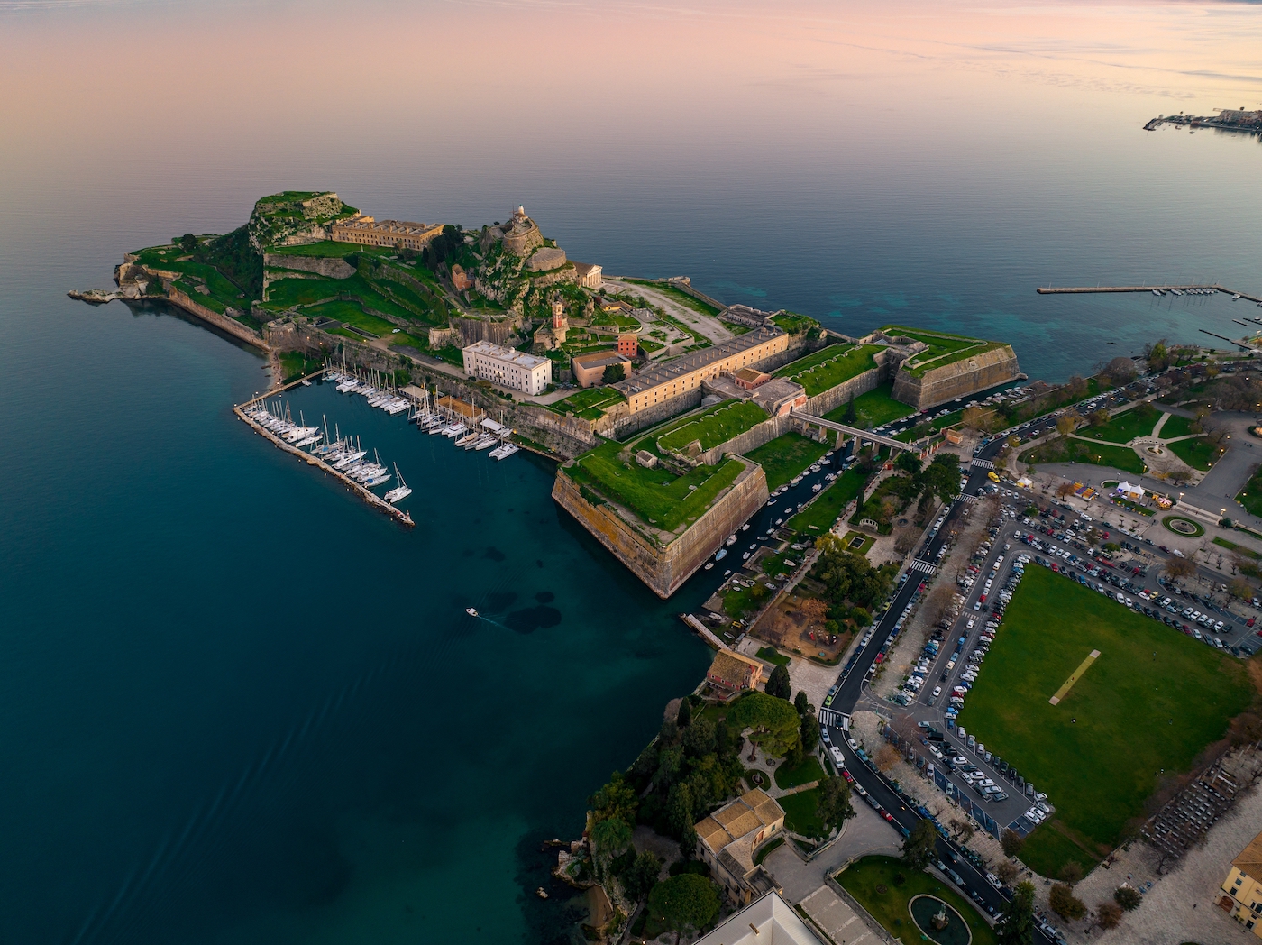 Het Venetiaanse fort op Corfu van bovenaf gezien