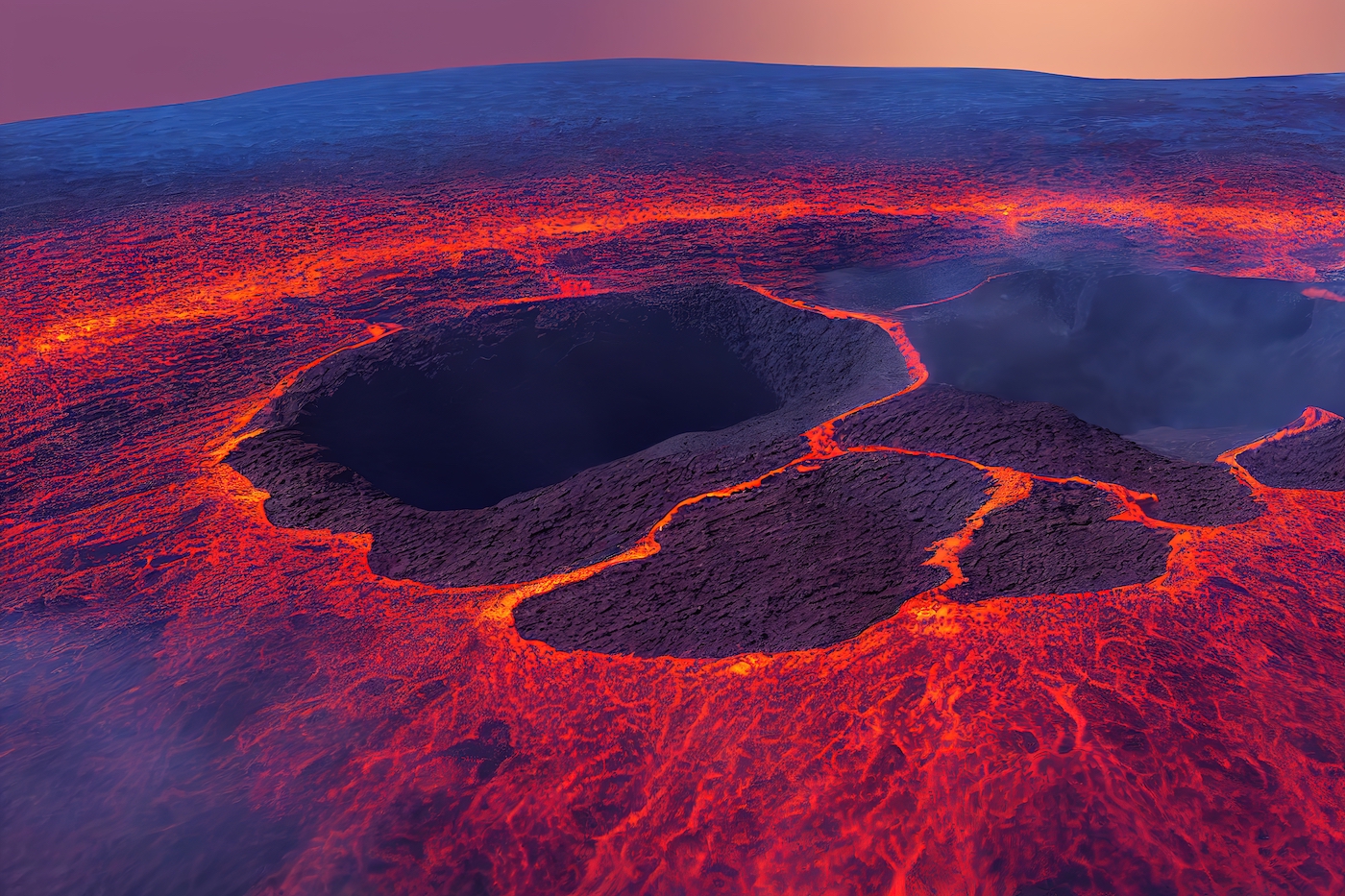 Het oppervlak van het lavameer op Mount Nyiragongo