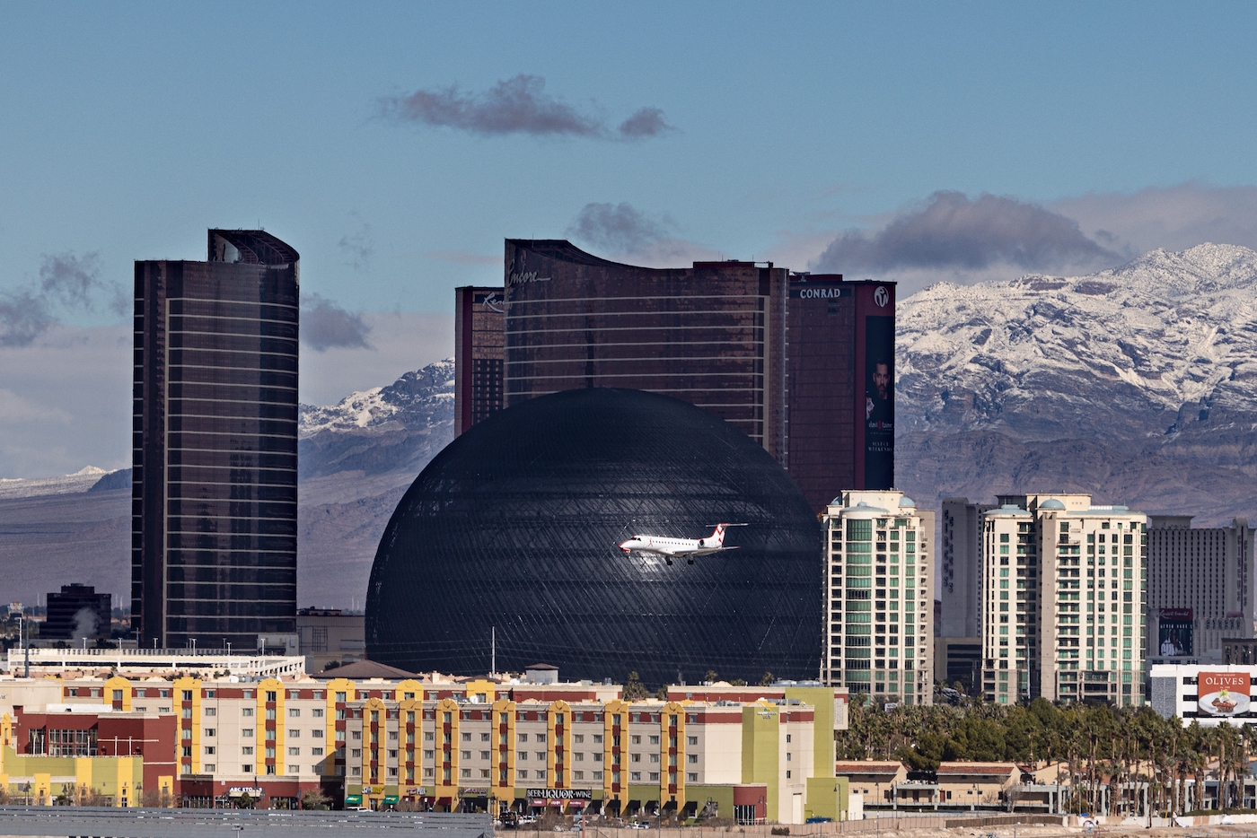 The Sphere in Las Vegas tussen de skyline